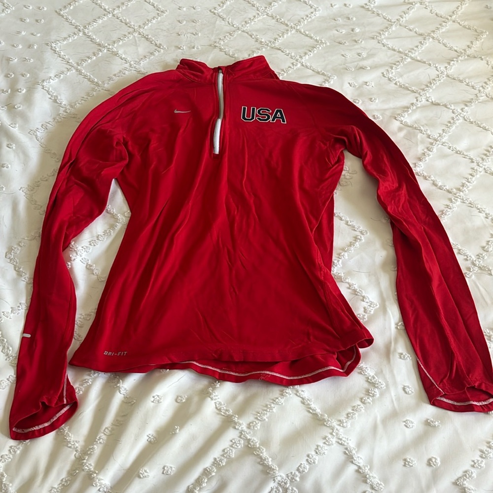 Nike USA Olympics quarter zip, medium, red